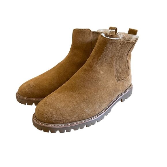 Madewell Size 8.5 The Carlin Shearling Chelsea Boot Ankle Boot Suede Rugged - Picture 6 of 14